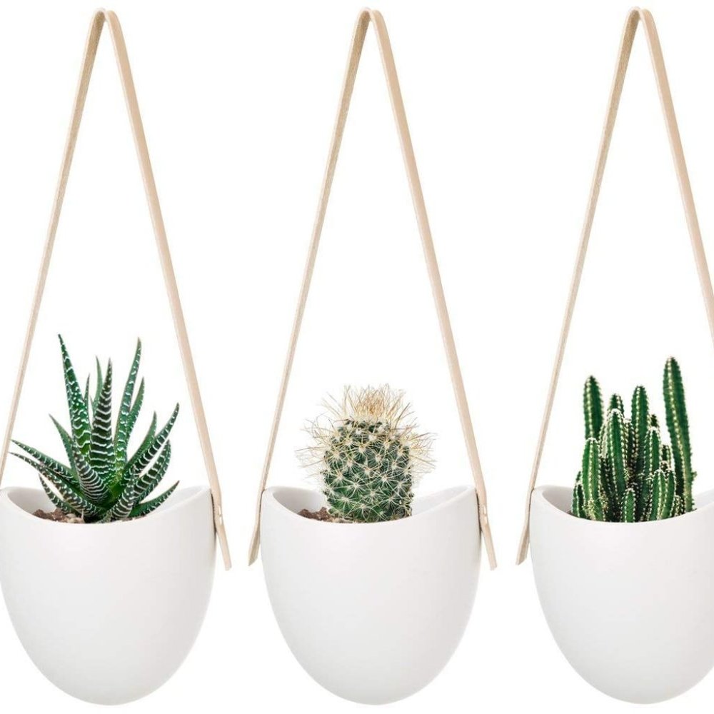 NWT Ceramic Hanging Planter Wall Planters Set of 3 - Picture 1 of 4